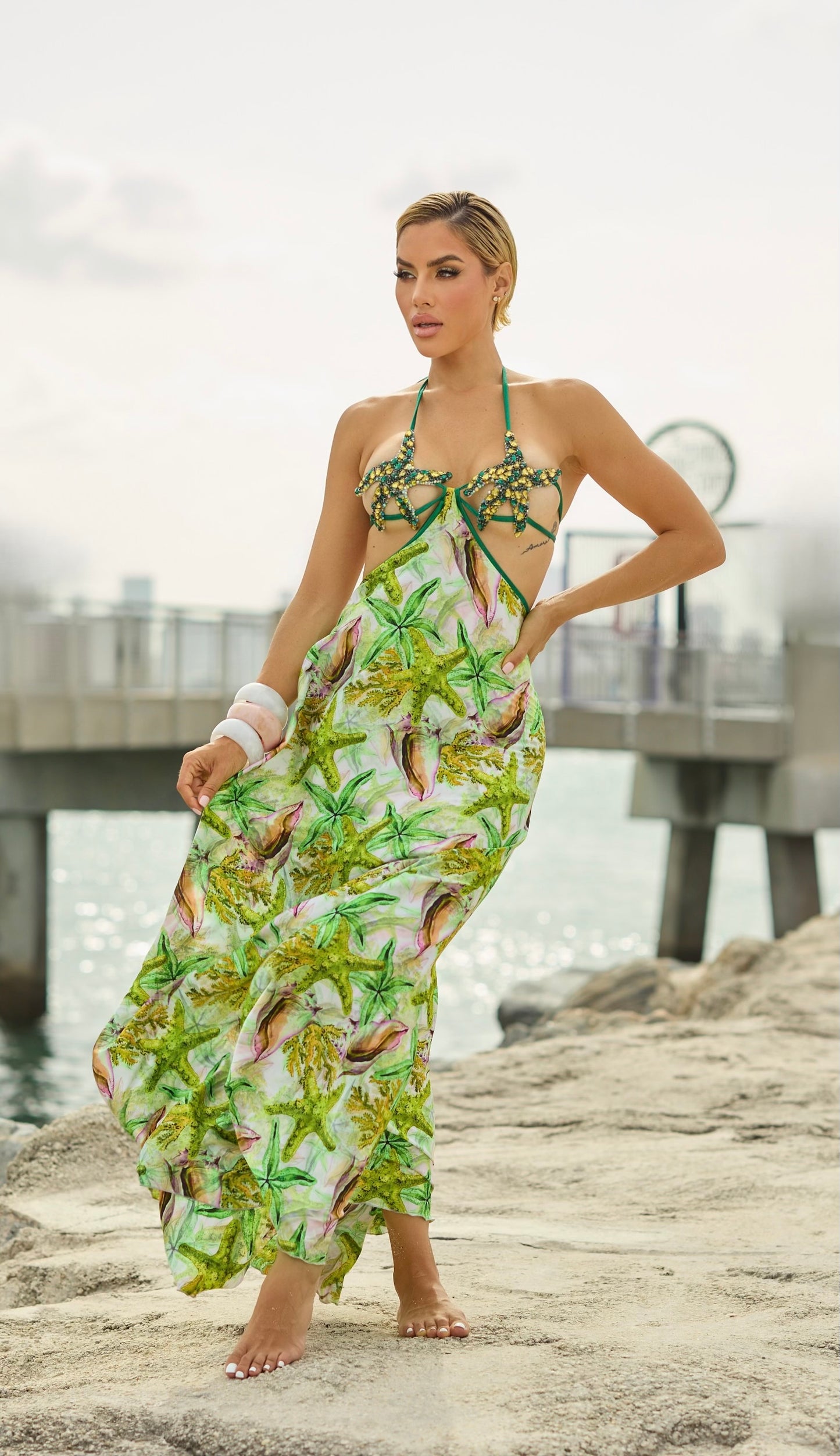 Goddess of the ocean green starfish dress
