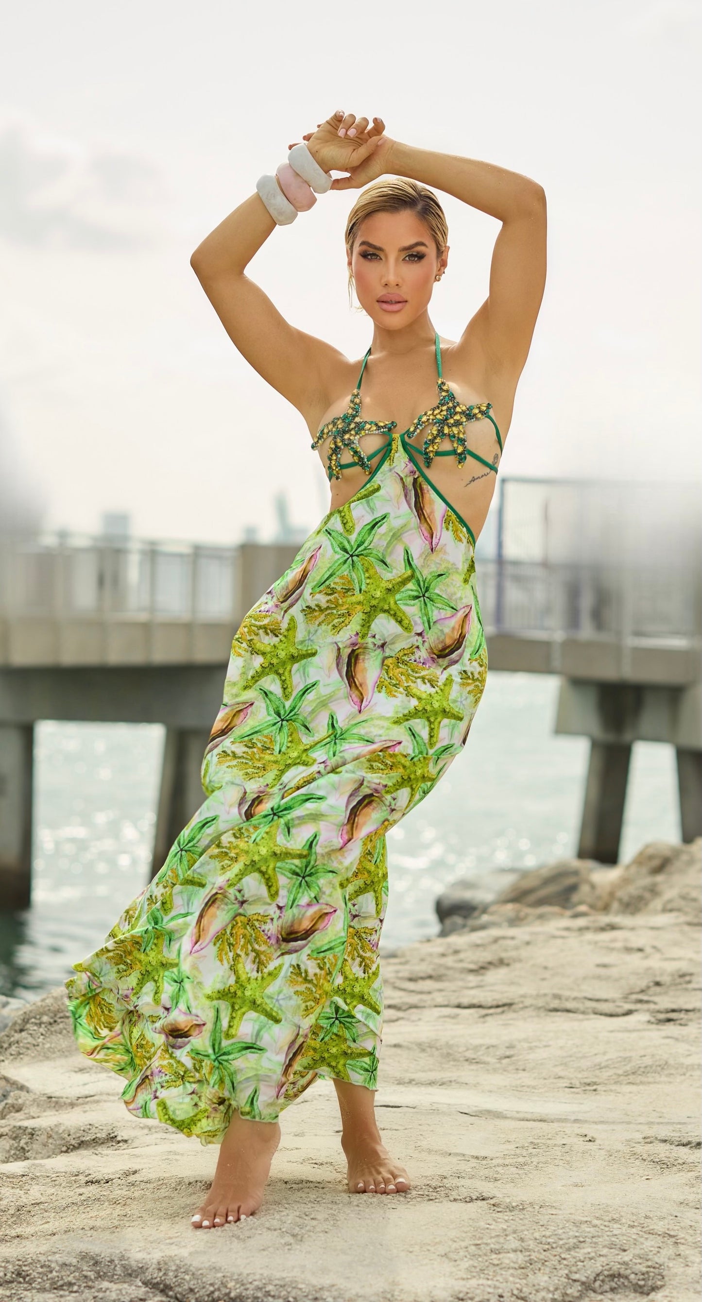 Goddess of the ocean green starfish dress