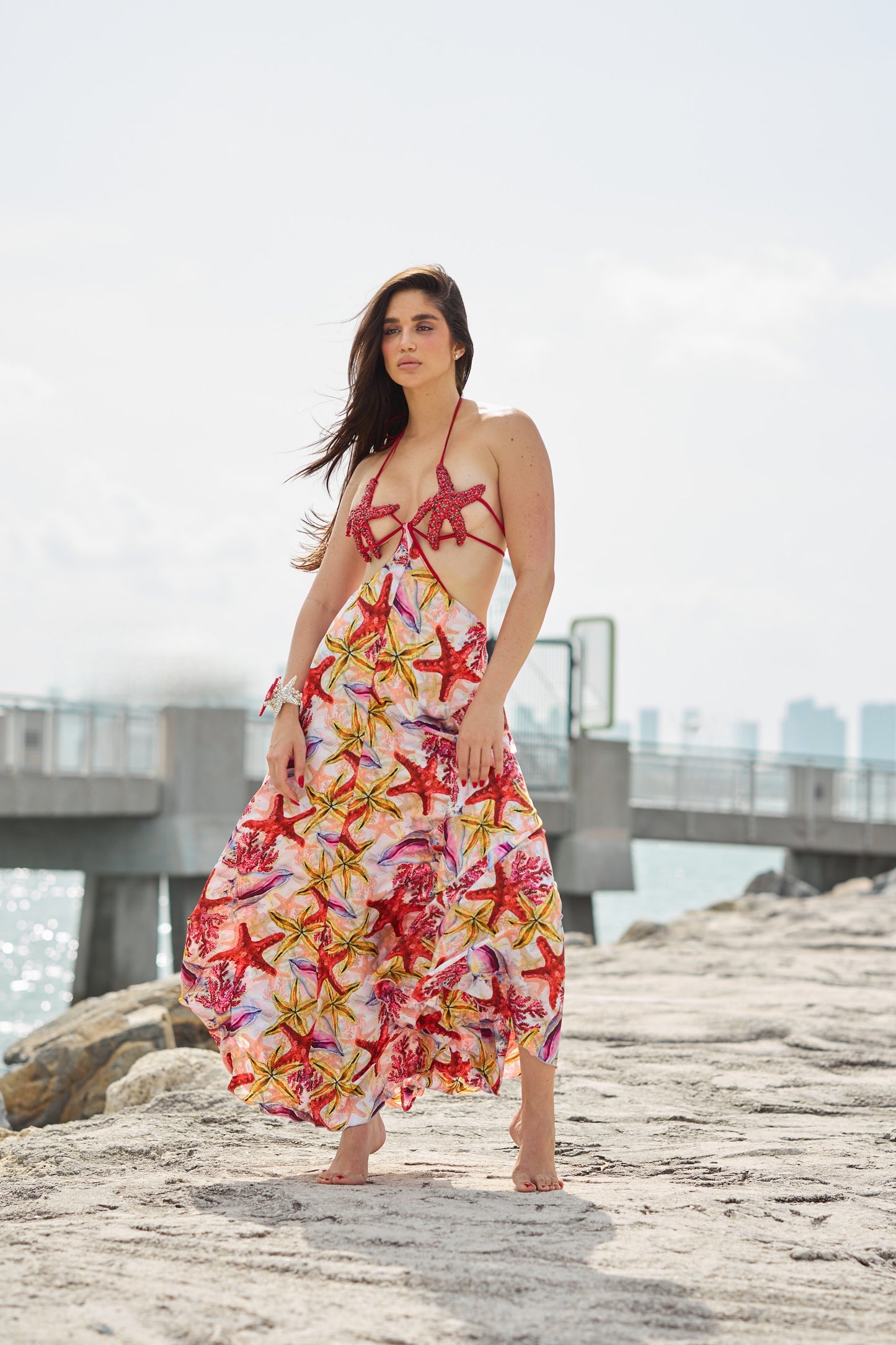 Red & Red goddess of the ocean starfish dress