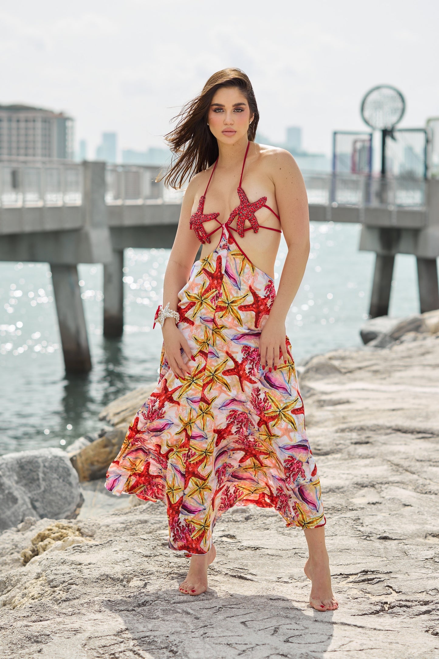 Red & Red goddess of the ocean starfish dress