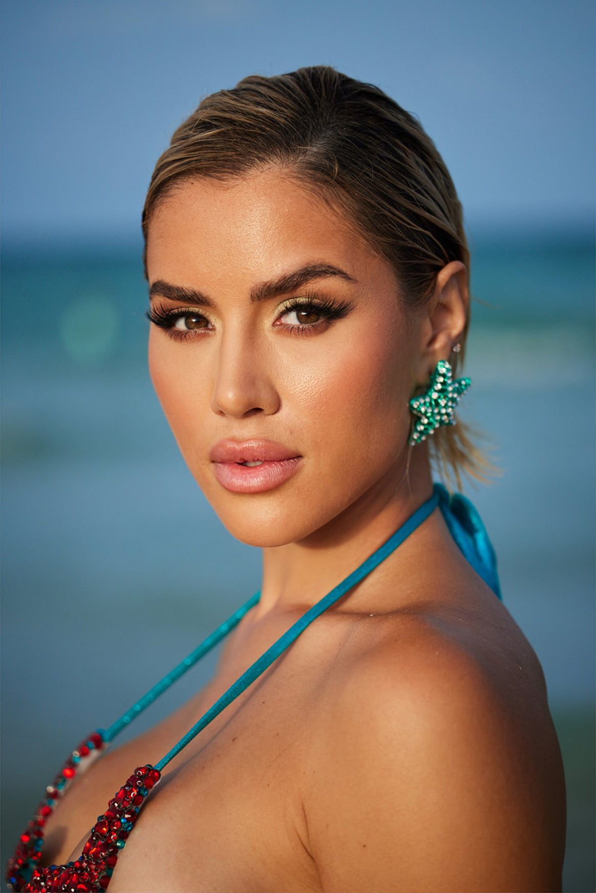 Aqua Bright Star Earrings