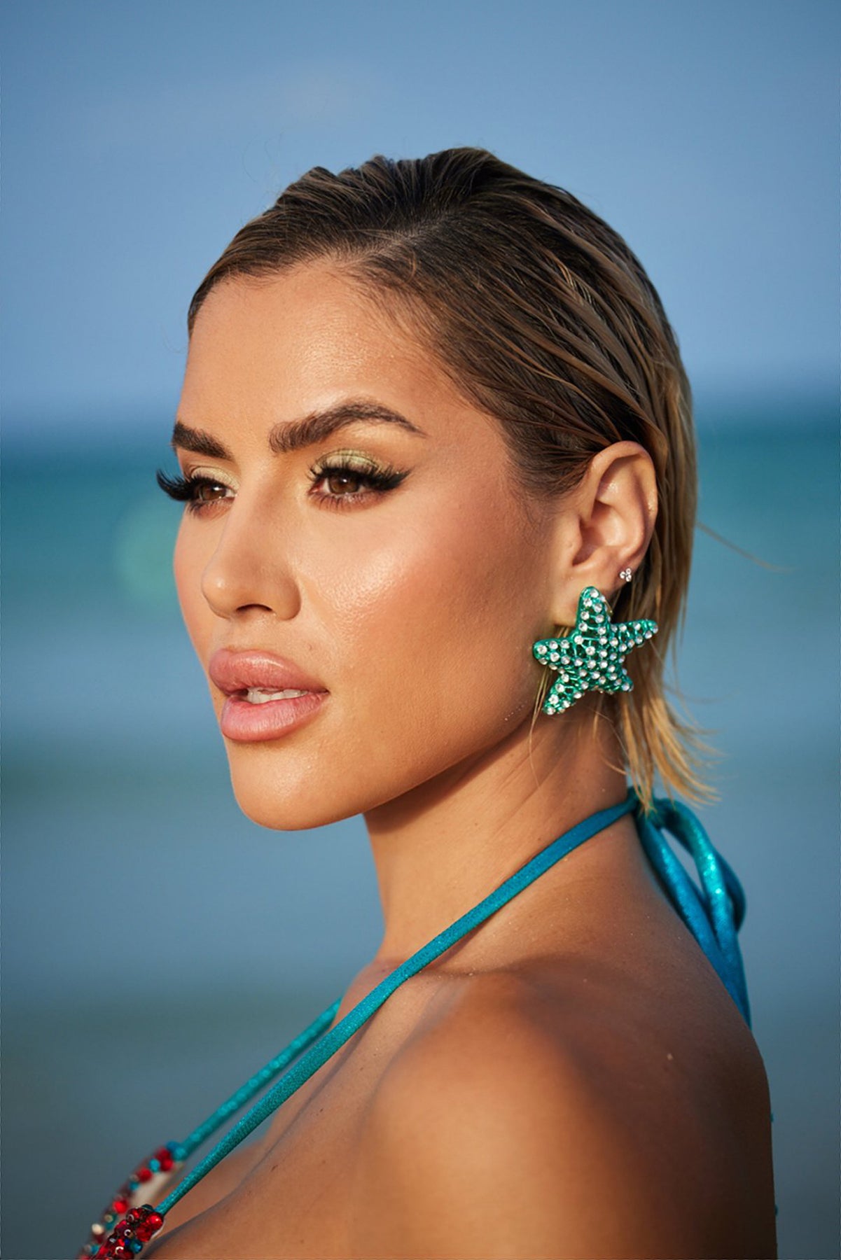 Aqua Bright Star Earrings