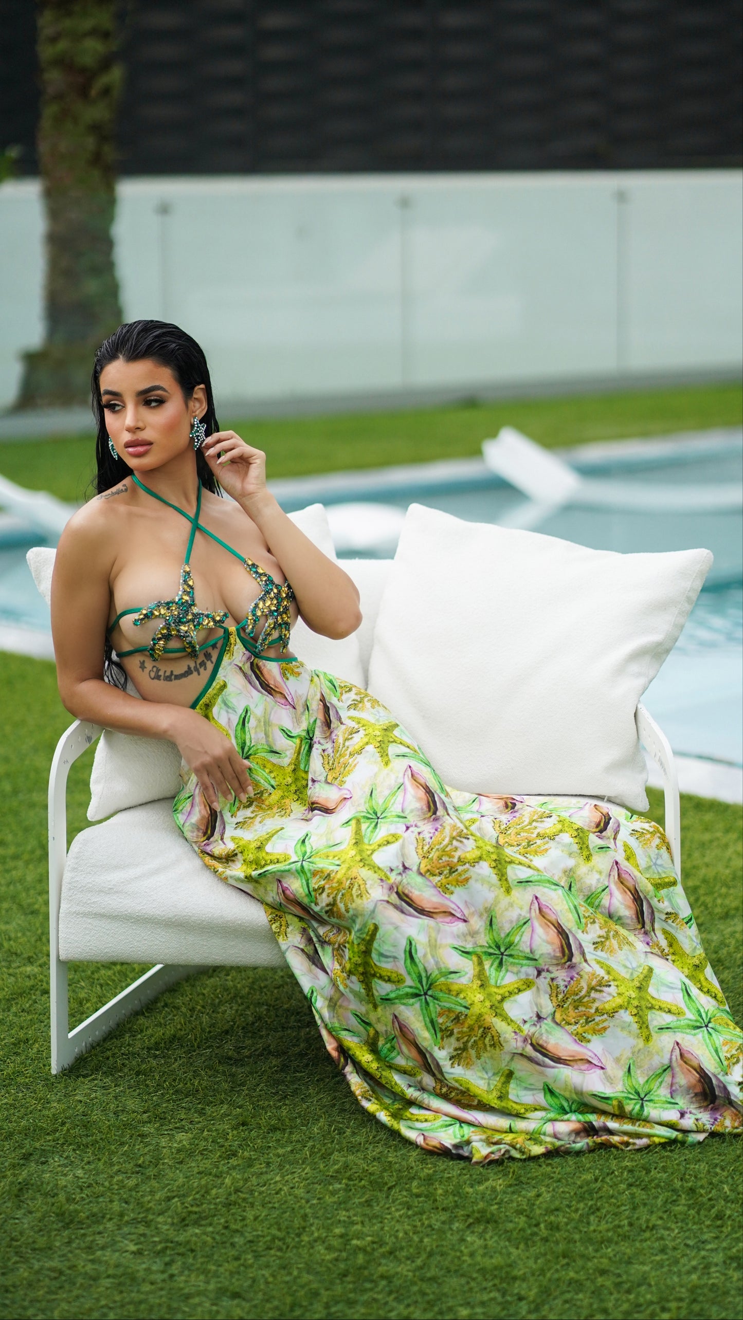 Goddess of the ocean green starfish dress