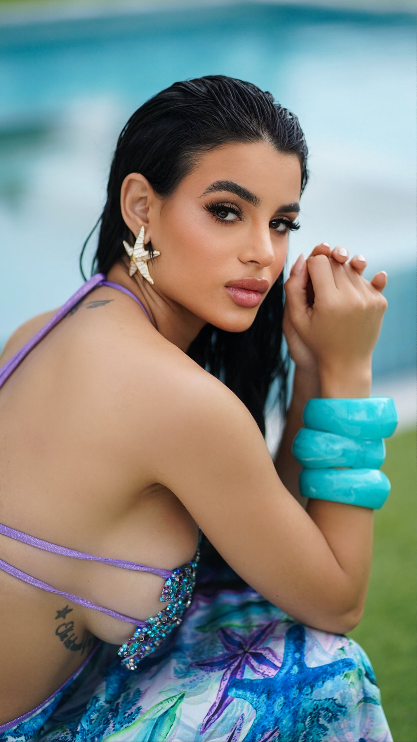 Aqua blue opaque bangle