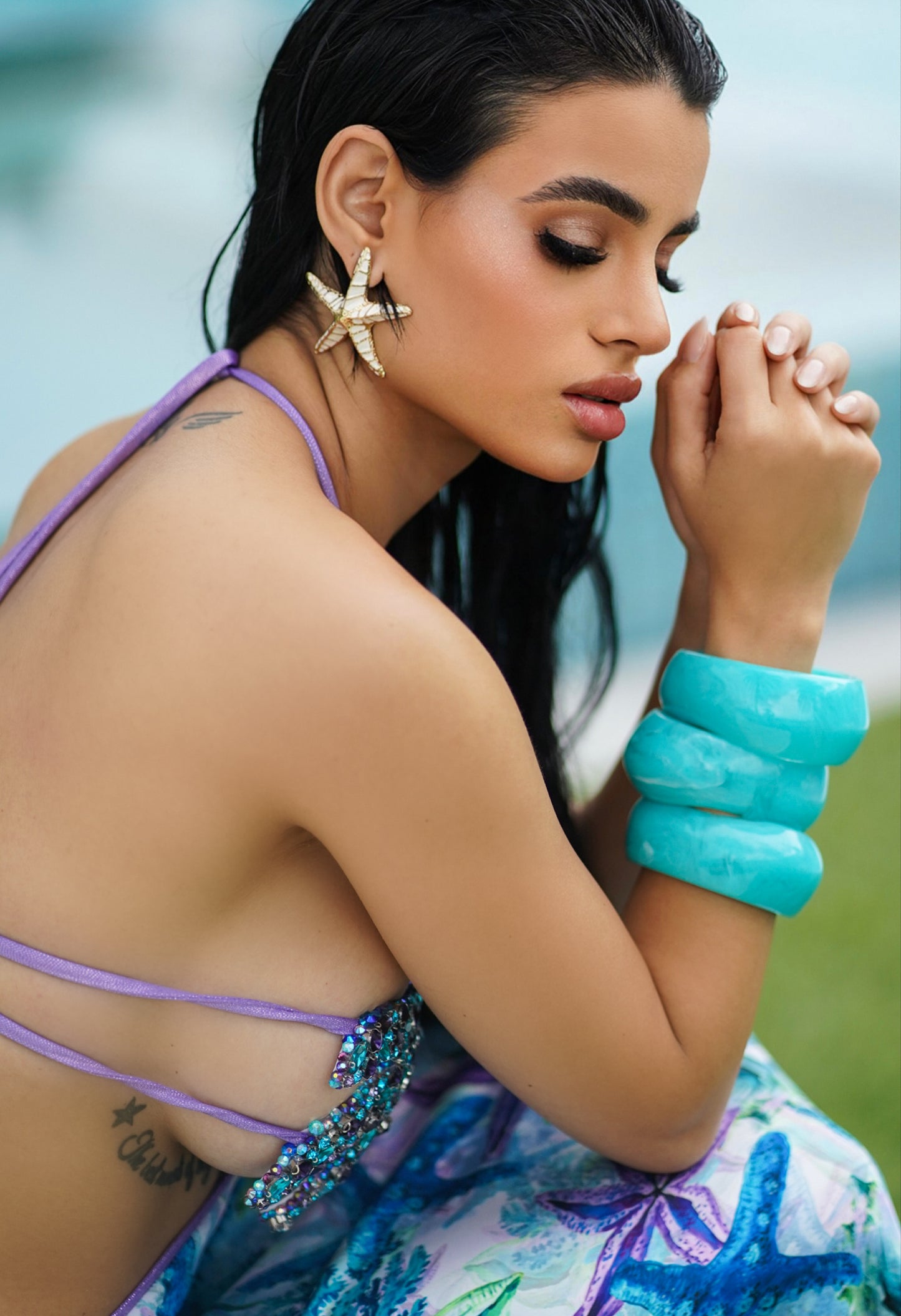 Aqua blue opaque bangle