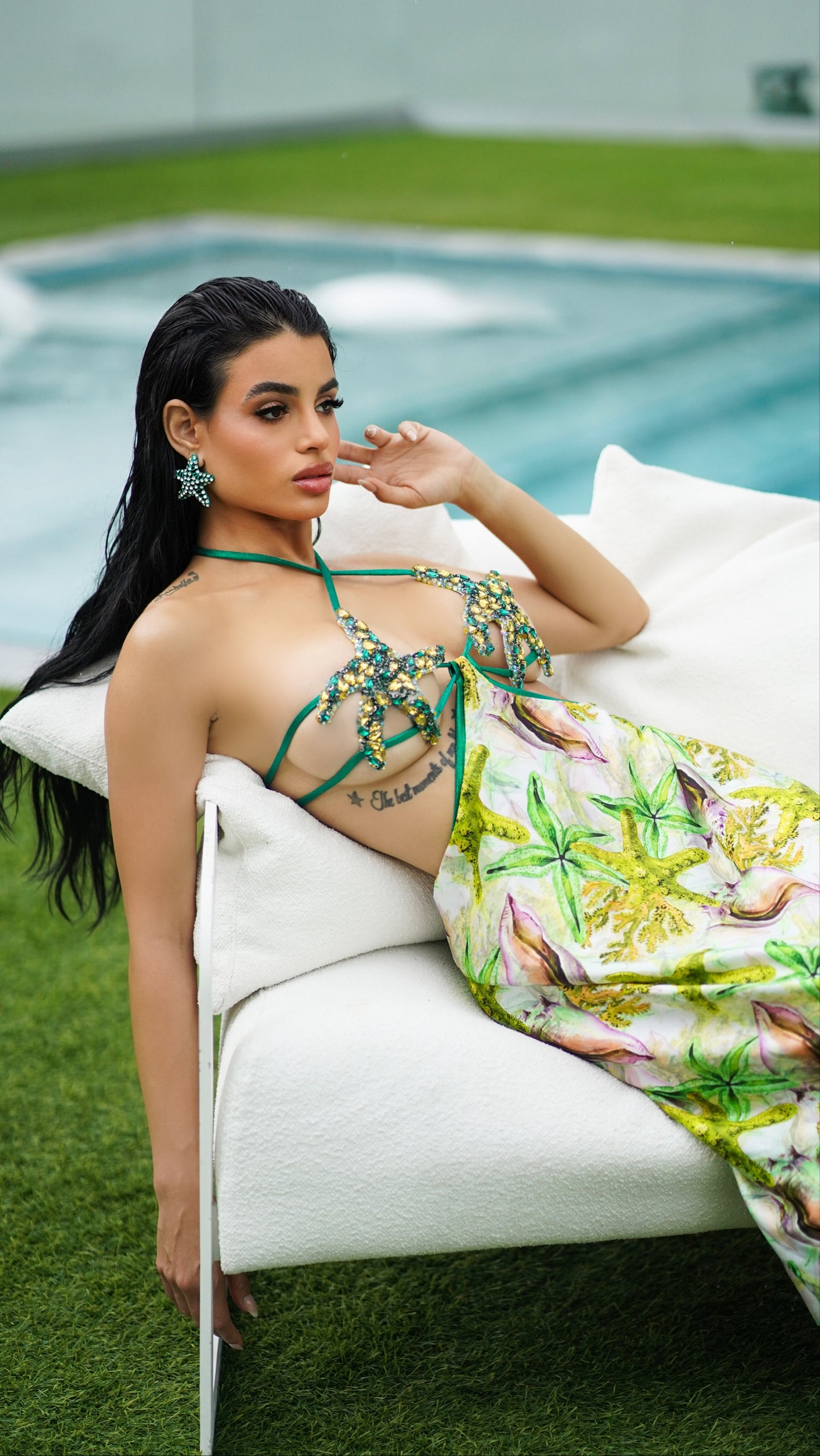 Goddess of the ocean green starfish dress