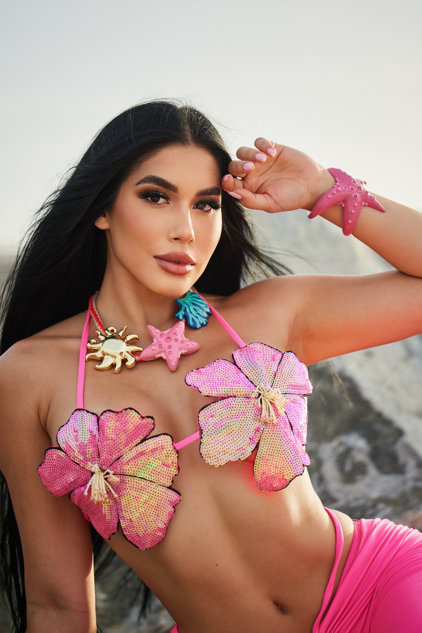 Sequin Flower top & pant set