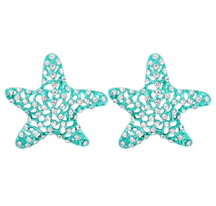 Aqua Bright Star Earrings