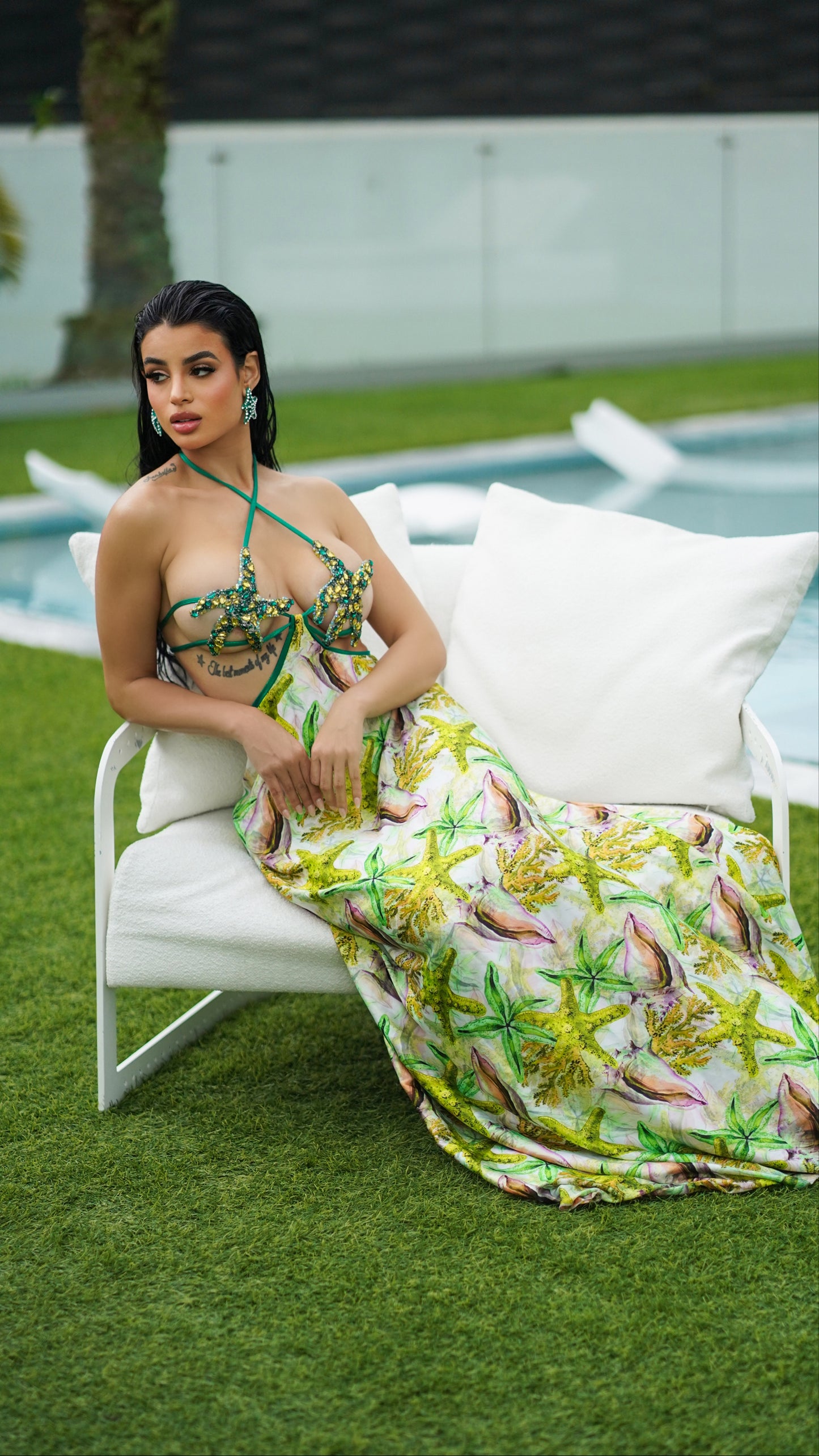 Goddess of the ocean green starfish dress